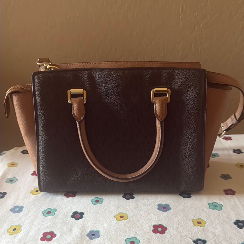 Michael Kors Brown Satchel with Perforated Design - Picture 2 of 13